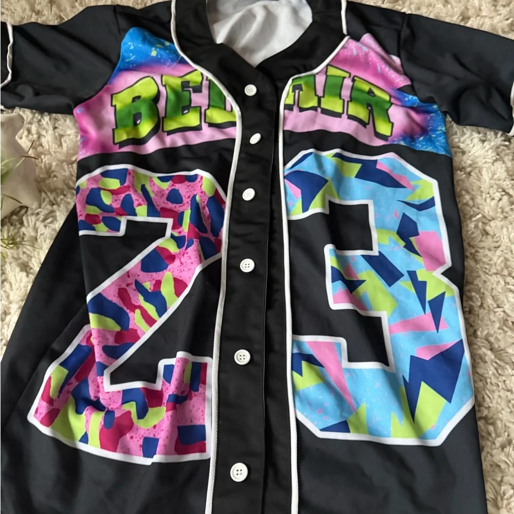 Bold Black color, pop, Bel-Air pop, art, vintage, and Multicolor Men's Jersey - Picture 3 of 4